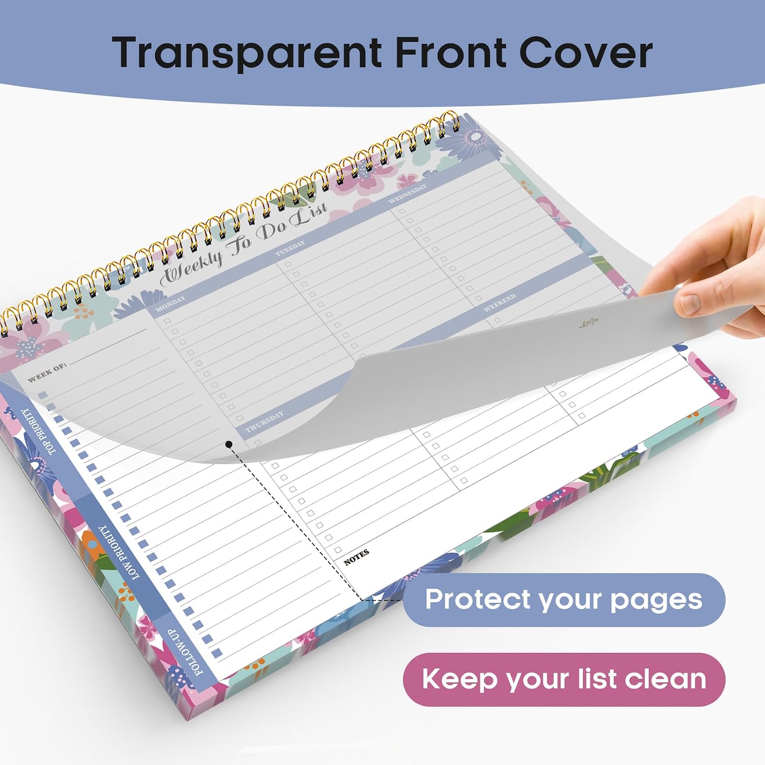 Taja Weekly To Do List Notepad, Undated Weekly Planner Pad, 8.5" x 11" image 5