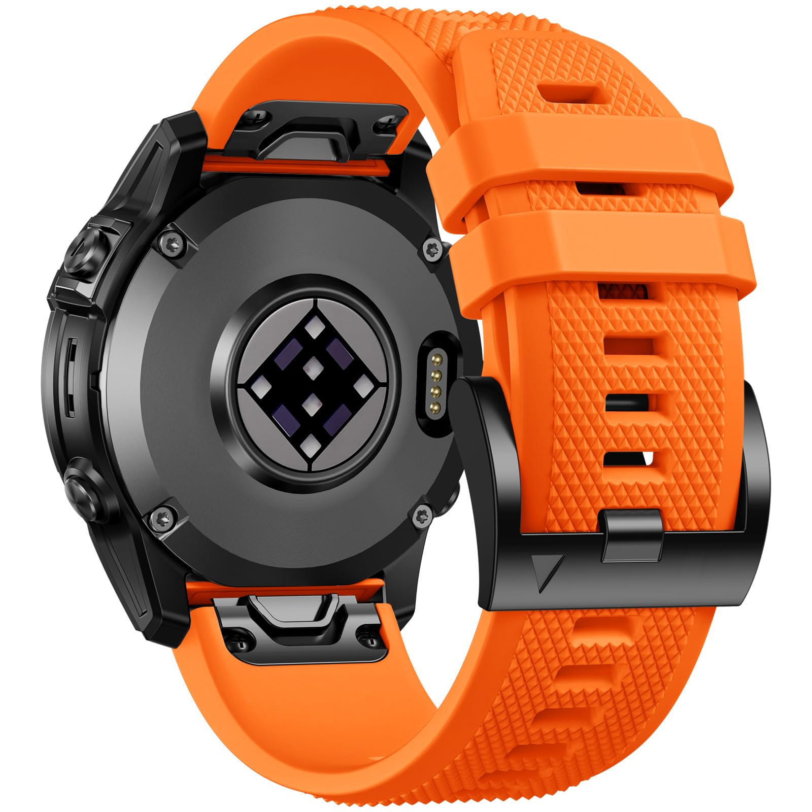 Laffav Compatible with Garmin Fenix 7 Strap/Fenix 7 Pro/Fenix 8 47mm/Fenix 6/Fenix 6 Pro Straps, 22mm QuickFit Silicone Sport Band for Garmin Epix Gen 2/Instinct 2/Forerunner 965/945, Orange