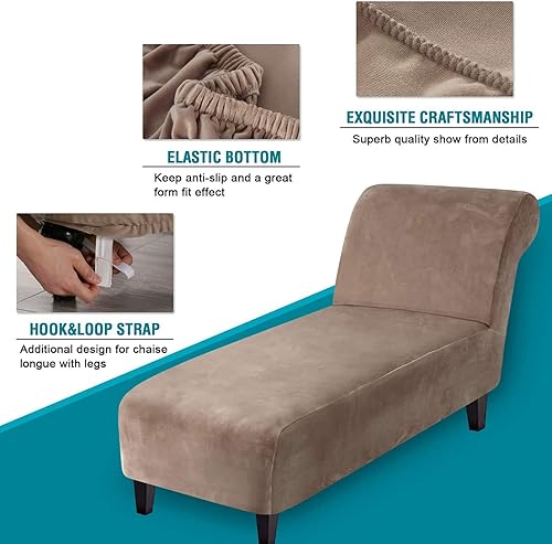 Miniatura 3 de Funda elástica de terciopelo para tumbona, sin brazos, funda para muebles de mascotas, para sala de estar, interior, sofá sin brazos, funda