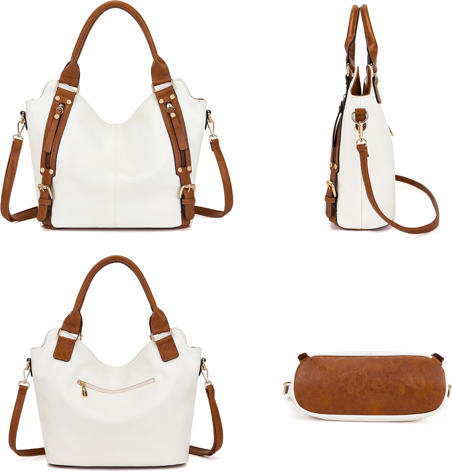 Crossbody Bags for Women Large Hobo Purse PU Leather Shoulder Handbag Ladies Tote Wallet Set 2PCS