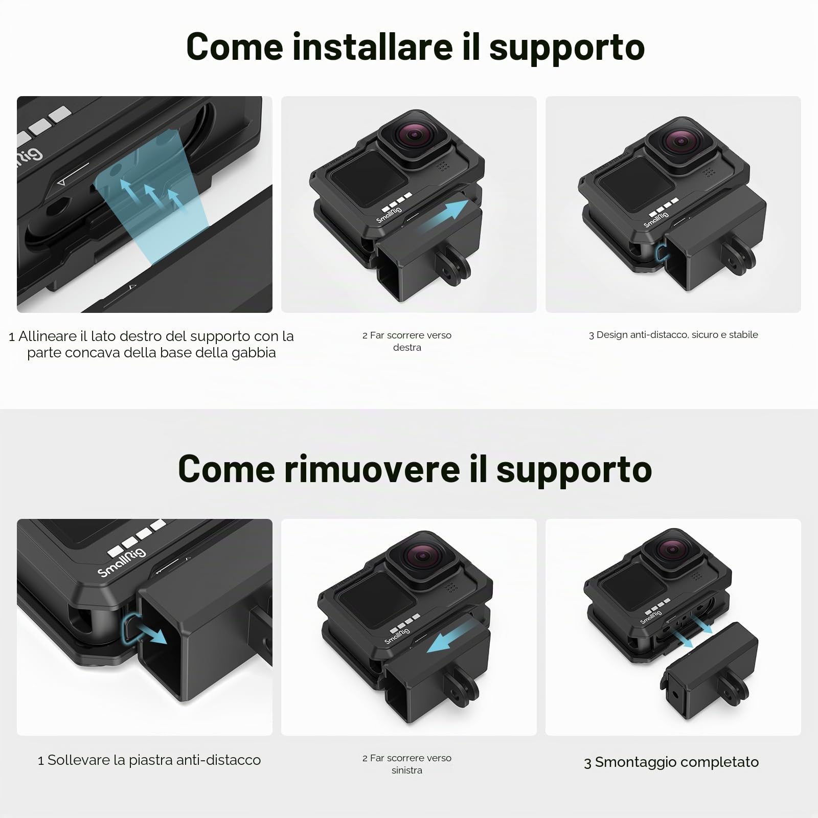 SMALLRIG Full Gabbia per GoPro Hero13 / 12/11 / 10/9 Cage Black, con Supporto Adattatore Audio - 3083C