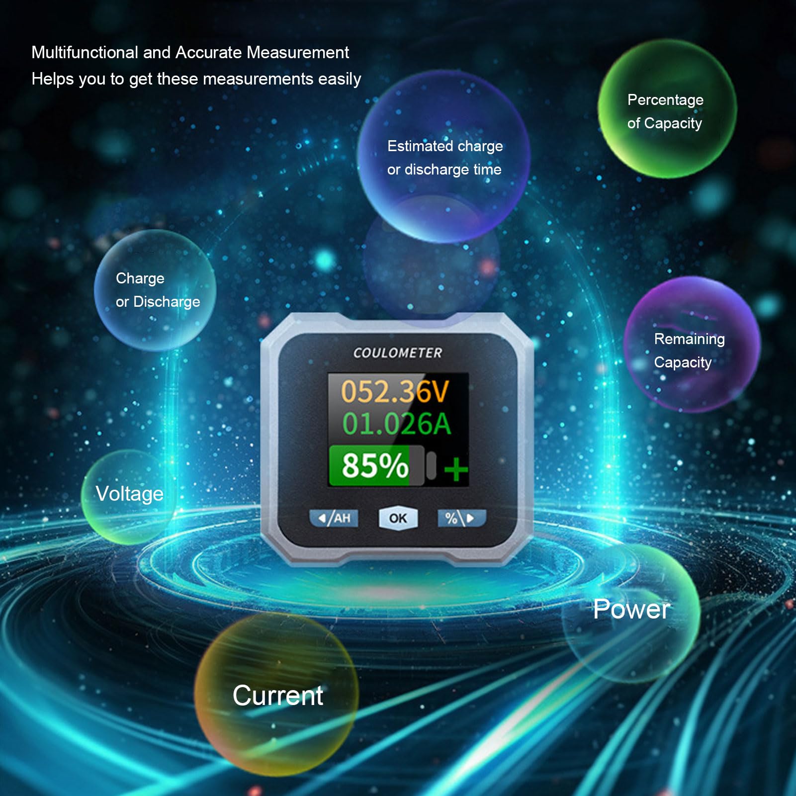 Smart Battery Monitor 1.8in Display BT Multifunctional