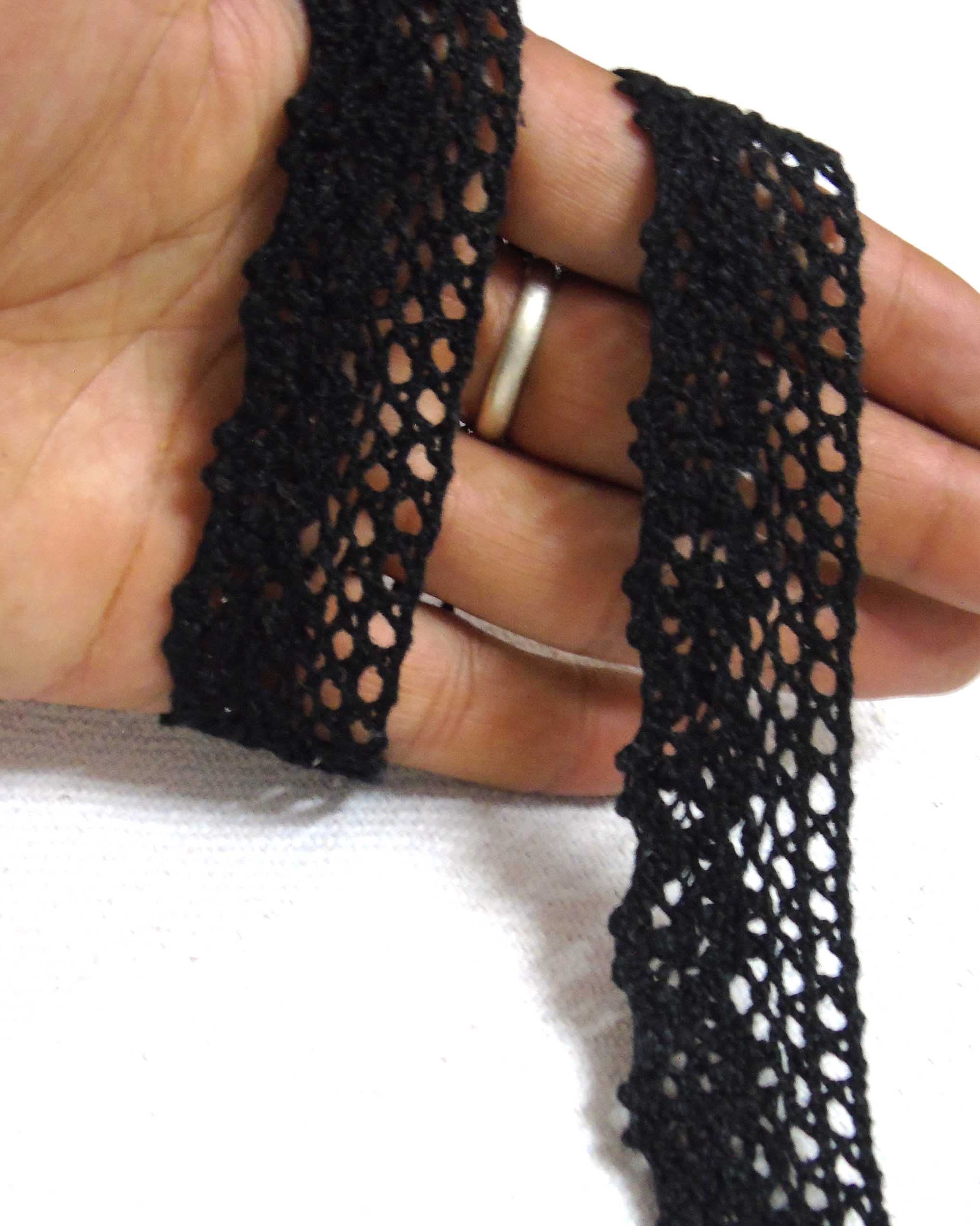 Strala Black Color (Kali) Laces for Dresses, Sarees, Lehenga, Suits, Bags, Decorations, Borders, Crafts and Home Décor,Blouse (9mtr) Design-381