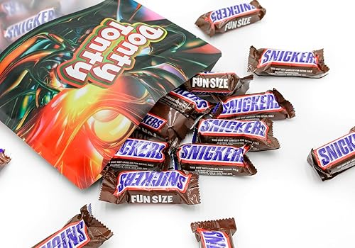Miniatura 6 de SNICKERS Fun SIZE Barras de chocolate de 1 libra, bolsa a granel, sabor a maní y caramelo, aperitivos dulces, envueltas individualmente (26 piezas)