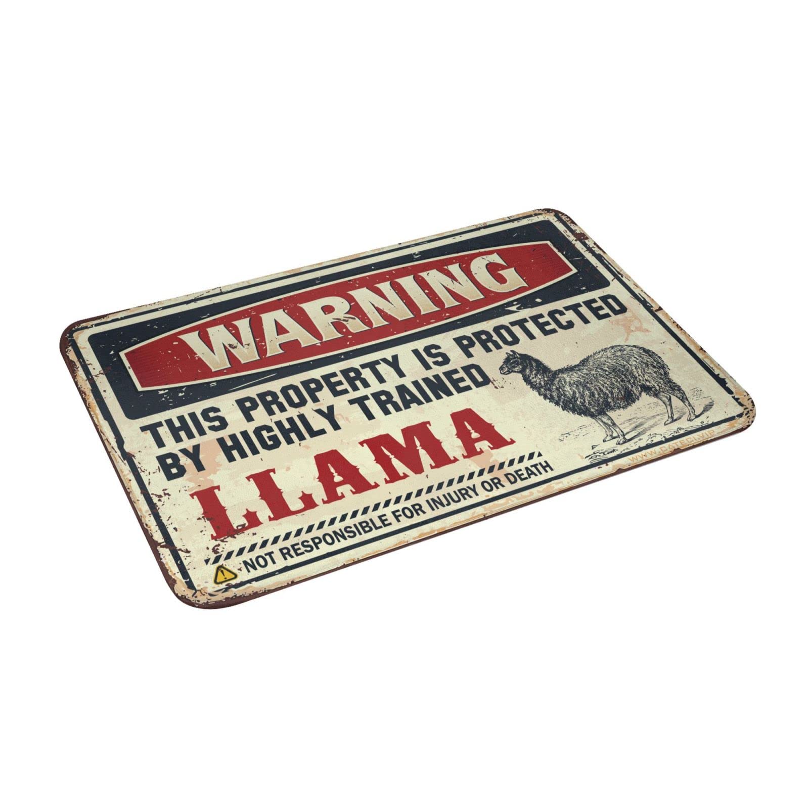 Zerbino per dormitorio con scritta "Warning This Property is Protected by a highly trained Llama" zerbino per ingresso interno (65 x 90 cm)