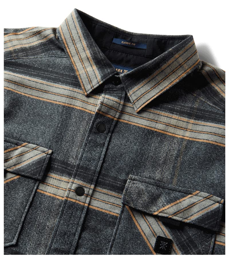 Roark Mens Diablo Alpinist Long Sleeve Flannel, Button Down Shirt for Men, Soft & Durable, Charcoal, S3