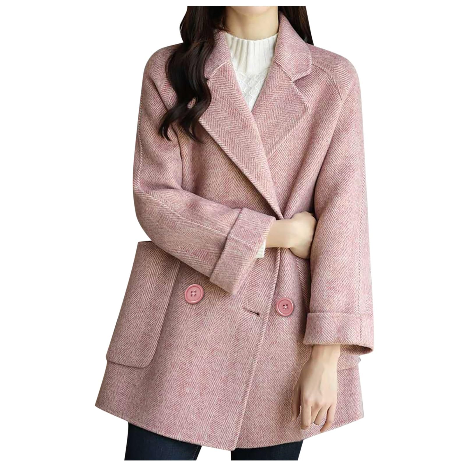 Trench Donna il Motivo a Spina di Pesce alla Moda È un Cappotto di Lana Ampio e Sottile, Piccolo e Versatile Outdoor