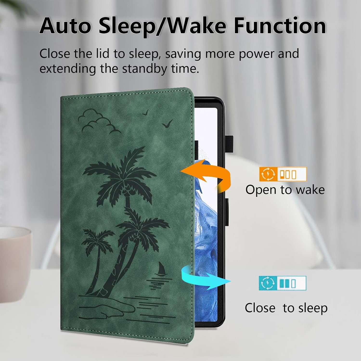 Case for Samsung Galaxy Tab S8 2022 / Tab S7 2020 11 Inch Model (X700/X706/T870/T875/T878) - Premiun PU Leather Folio Stand Protective Case with Pocket, Auto Wake/Sleep Smart Tablet Cover, Green image 3