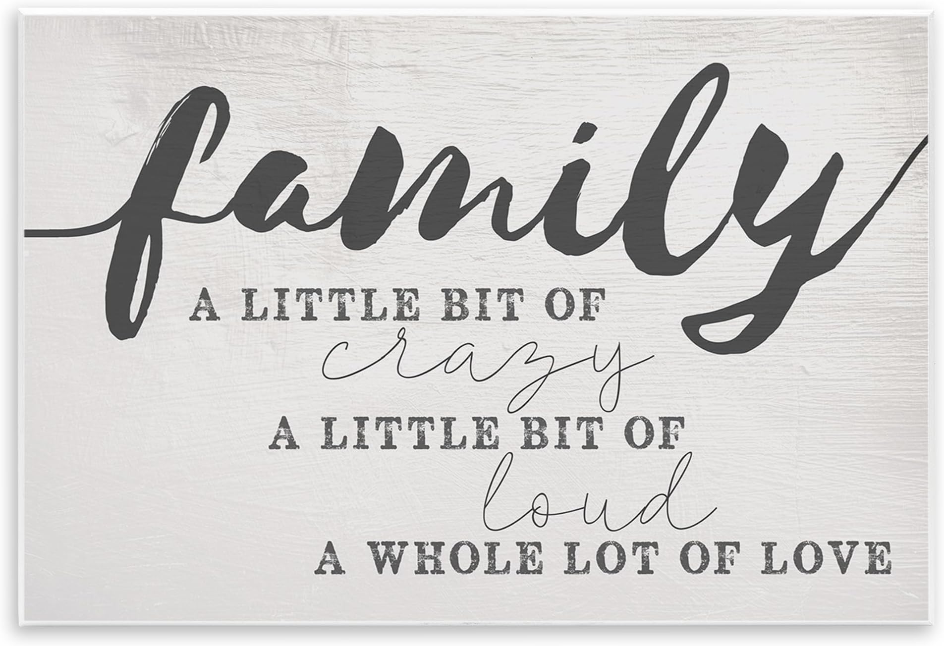 Family Crazy Loud Love Inspirational Word Design Wall Plaque, Multi-Color, 10 x 15