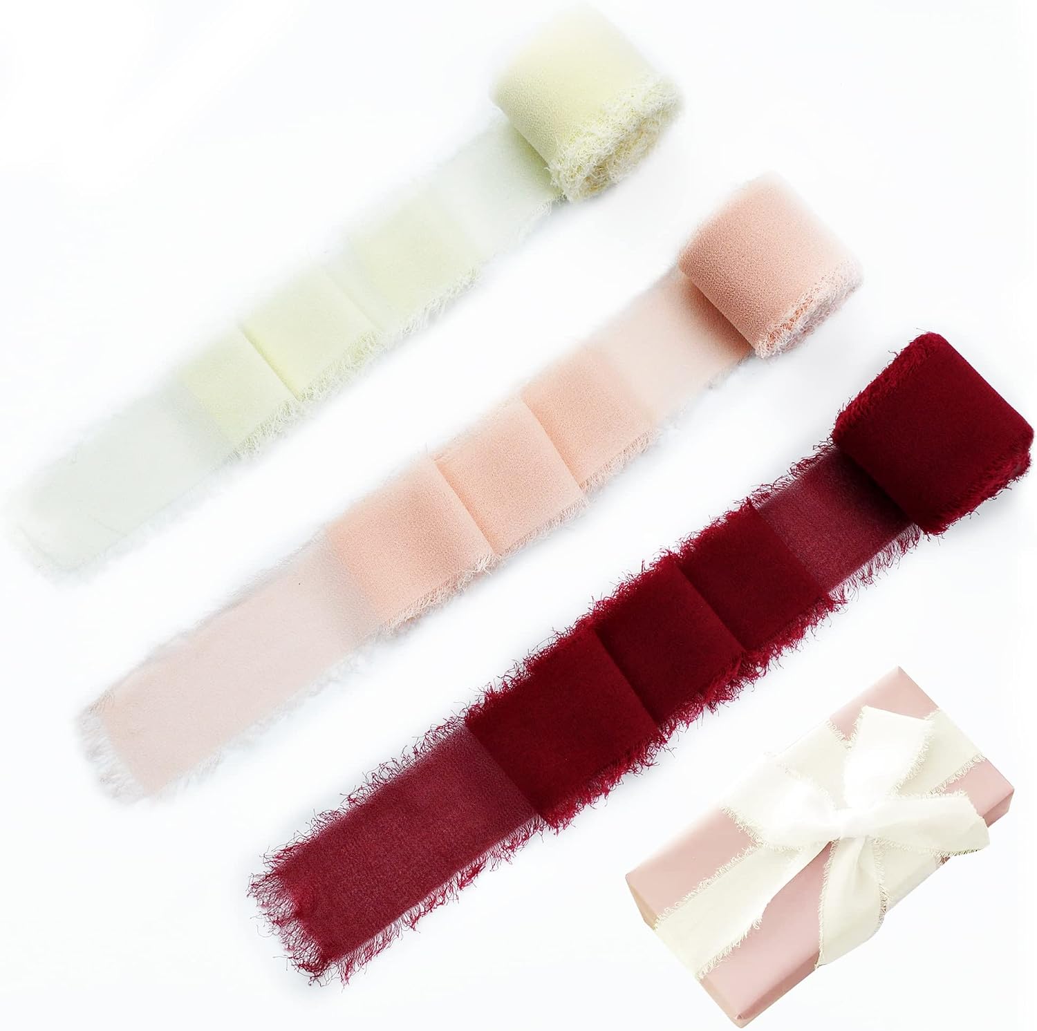 4 Rotoli Nastro in Organza Trasparente, 2,5 C X 45 , Nastro in