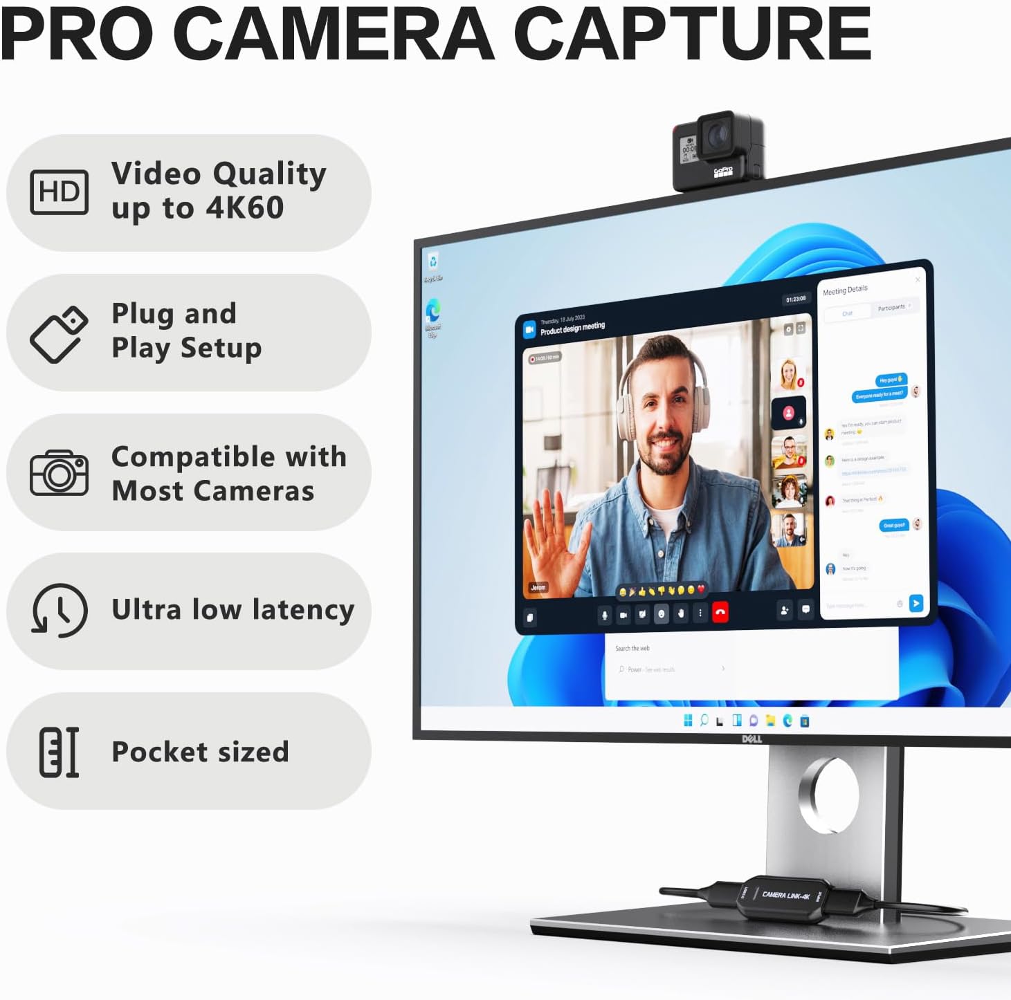 Cam Link 4K – External Capture Card for DSLR Camcorder ActionCam as Webcam, HDMI to USB 3.0, Meet/Stream/Record in 4K60/1080p120, Easy Connect for OBS/Zoom, Windows/Mac