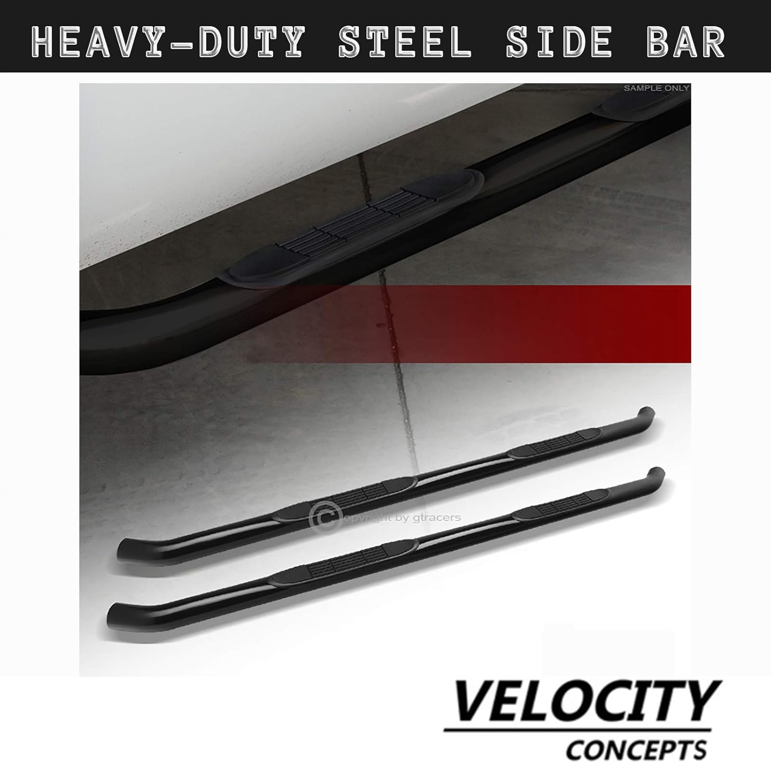 3" Side Step Nerf Bars Boards HD Black 2007-2018 for Chevy Silverado/GMC Sierra Crew Cab