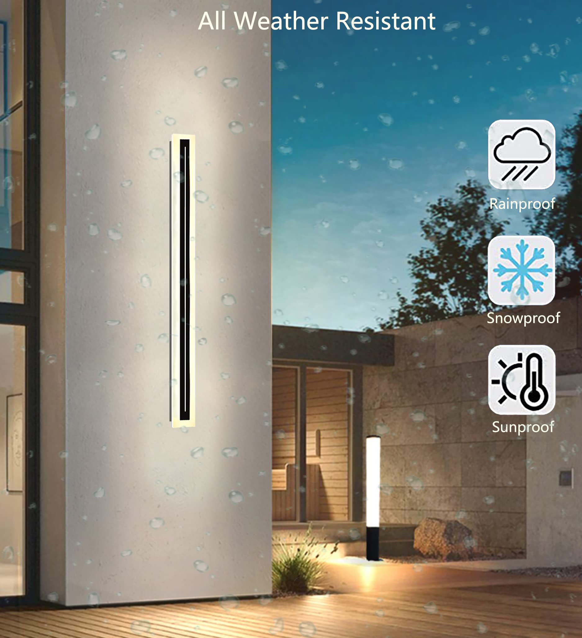 ACGOOD Modern Outdoor Wall Lights, LED 47W Long Strip Lighting, 47.1IN Acrylic Wall Sconce Light, Wall Mount Exterior Light Fixture Suitable for Porch Lights Outdoor Wall, Living Room, Bedroom, Patio