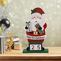 Vista 6 de Sfozstra Calendario de Adviento de Navidad con Cuenta Regresiva Numérica, Calendario de Mesa Cuadrado de Madera para Decoración, Calendario