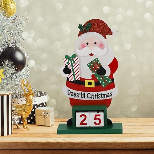 Miniatura 6 de Sfozstra Calendario de cuenta regresiva de números de Adviento de Navidad, decoración de calendario de mesa con números cuadrados de madera,