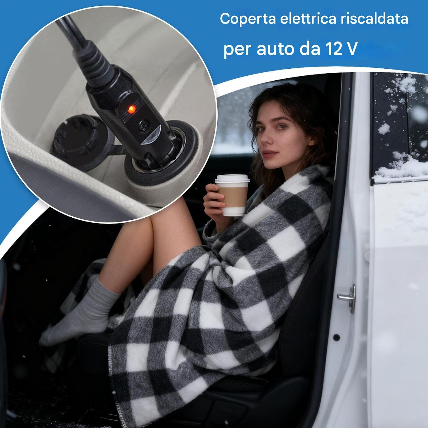 Coperta Riscaldante Per Auto Spegnimento Automatico Regolabile Morbida | Coperta Da Lancio Riscaldante Per Auto 12V Per Campeggio Viaggi Stradali Famiglia Donne Adulti Anziani
