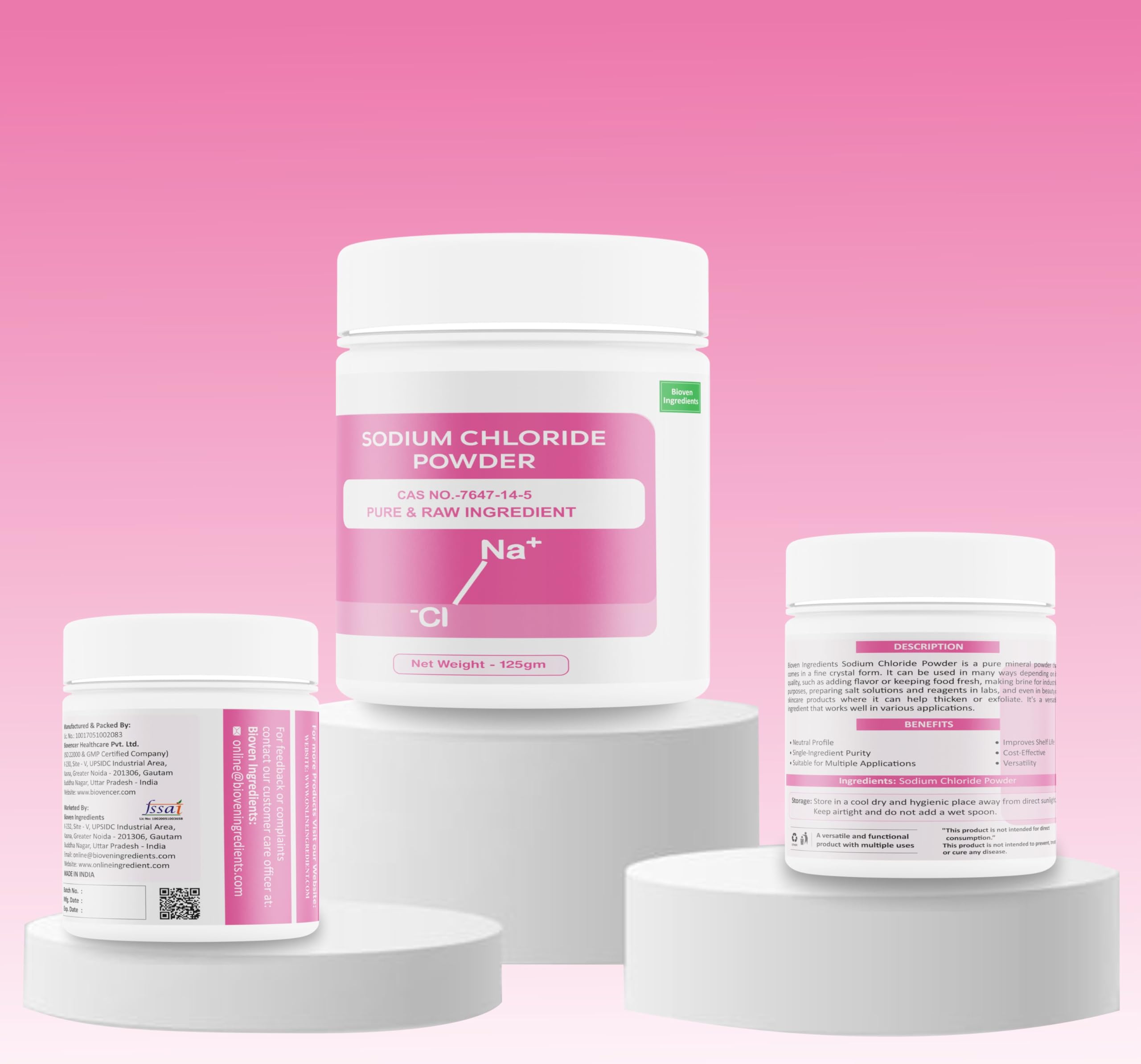 Bioven Ingredients Sodium Chloride Powder, Pure Supplement, 125gm 2