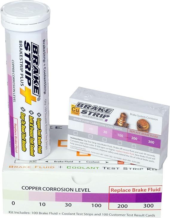 BrakeStrip Plus Service Center Kit. Double Ended Brake Fluid Plus Coolant Test Strips And Rating Scale Cards