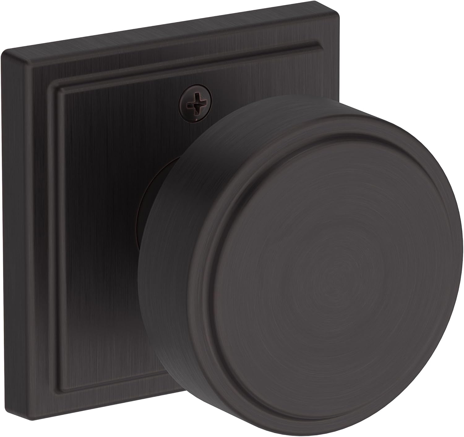 Baldwin PS.VAS.SSR Vashon Passage Door Knob Set with Stepped Square Rose from the Reserve Collection - Satin Black