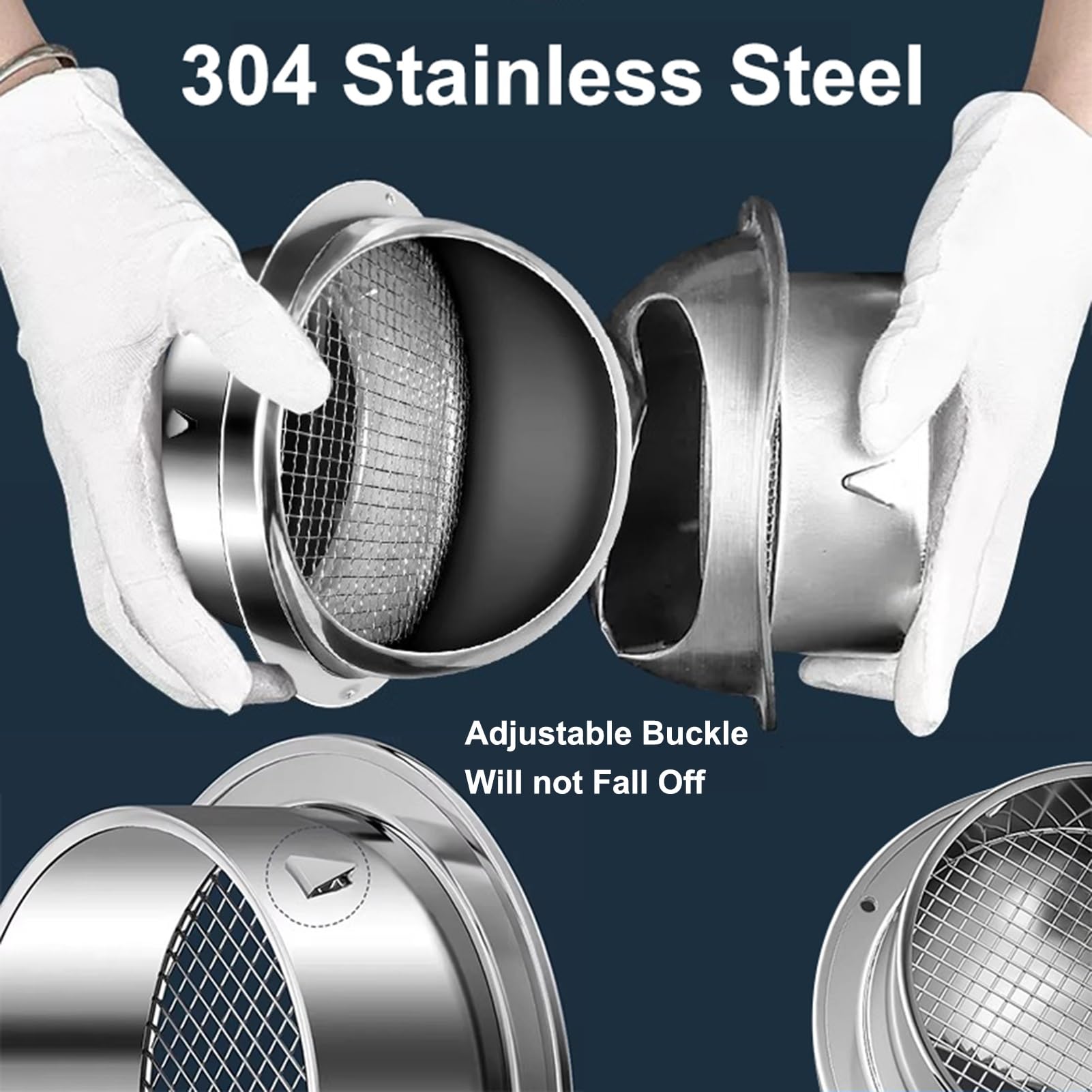 2 pcs Grille Ventilation Hotte en Acier Inoxydable avec Maille, Grille d'Aération Exterieur Ronde pour la Ventilation et L'échappement(7inch/180mm)