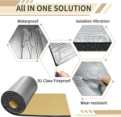 Miniatura 4 de TroyStudio Espuma de Celda Cerrada a Prueba de Sonido, Autoadhesiva de 13'' x 78'' Escudo Térmico Lámina de Espuma de Goma Acústica - Rollo de