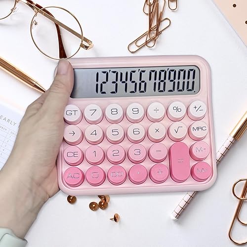 Miniatura 4 de Benkaim Calculadora de escritorio - Pantalla LCD grande de 12 dígitos, calculadora de botón grande para uso escolar, hogar y negocios (degradado