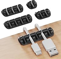 Vista 10 de GLUIT Organizador de cables adhesivo de escritorio, soportes versátiles para cables, clips de alambre y soporte para cables, organizador de cables