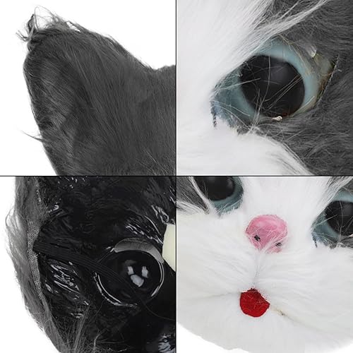 Miniatura 5 de GREUS Máscara de cara completa de gato de felpa de Halloween, divertida máscara peluda para cosplay, disfraz realista para fiestas, accesorios de