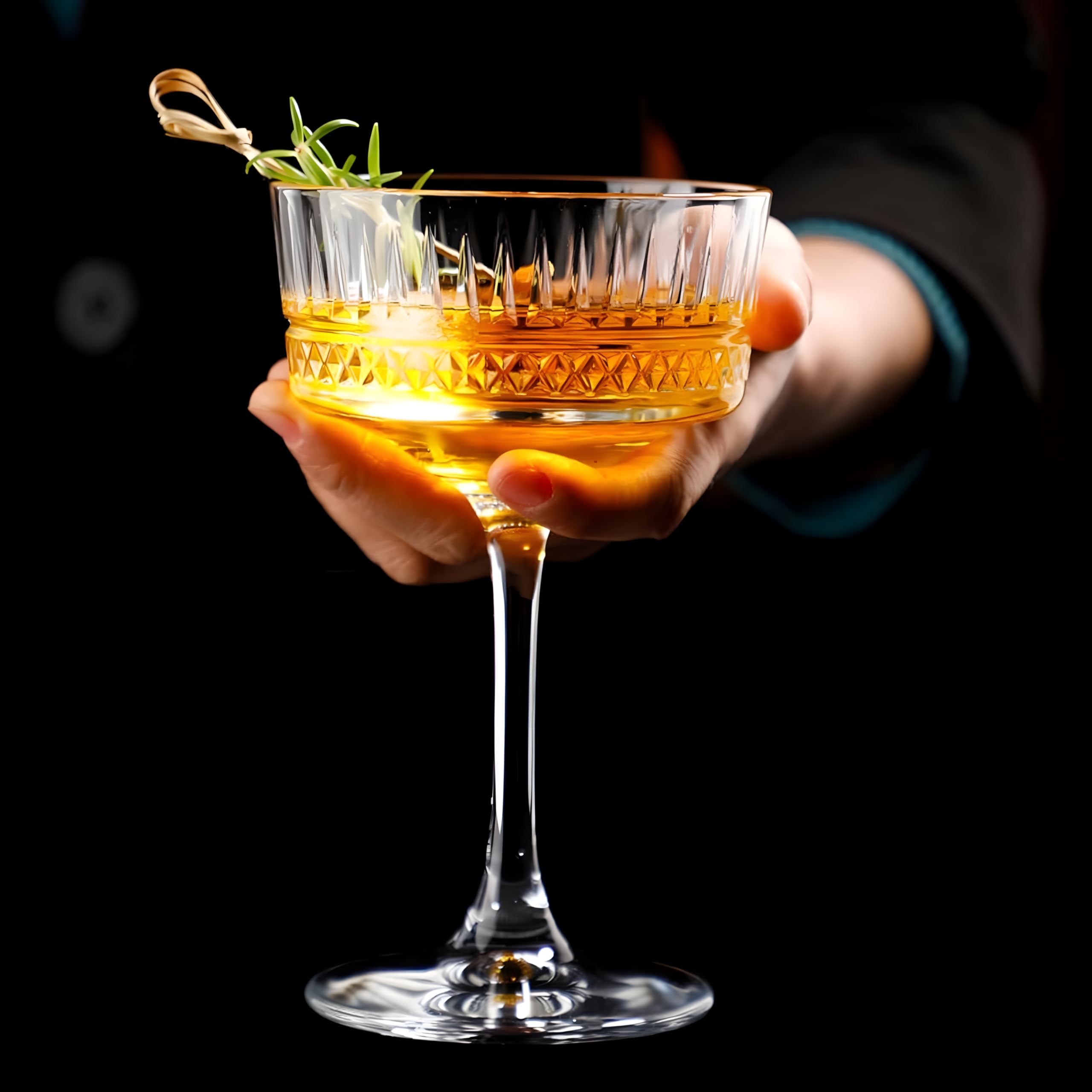 Inovique Enterprises Prime Vintage Coupe Glasses Set of 6 - 260ml Cut Glass Cocktail Glasses for Martinis, Champagne & More | Crystal Look, Durable, Lead-Free 2