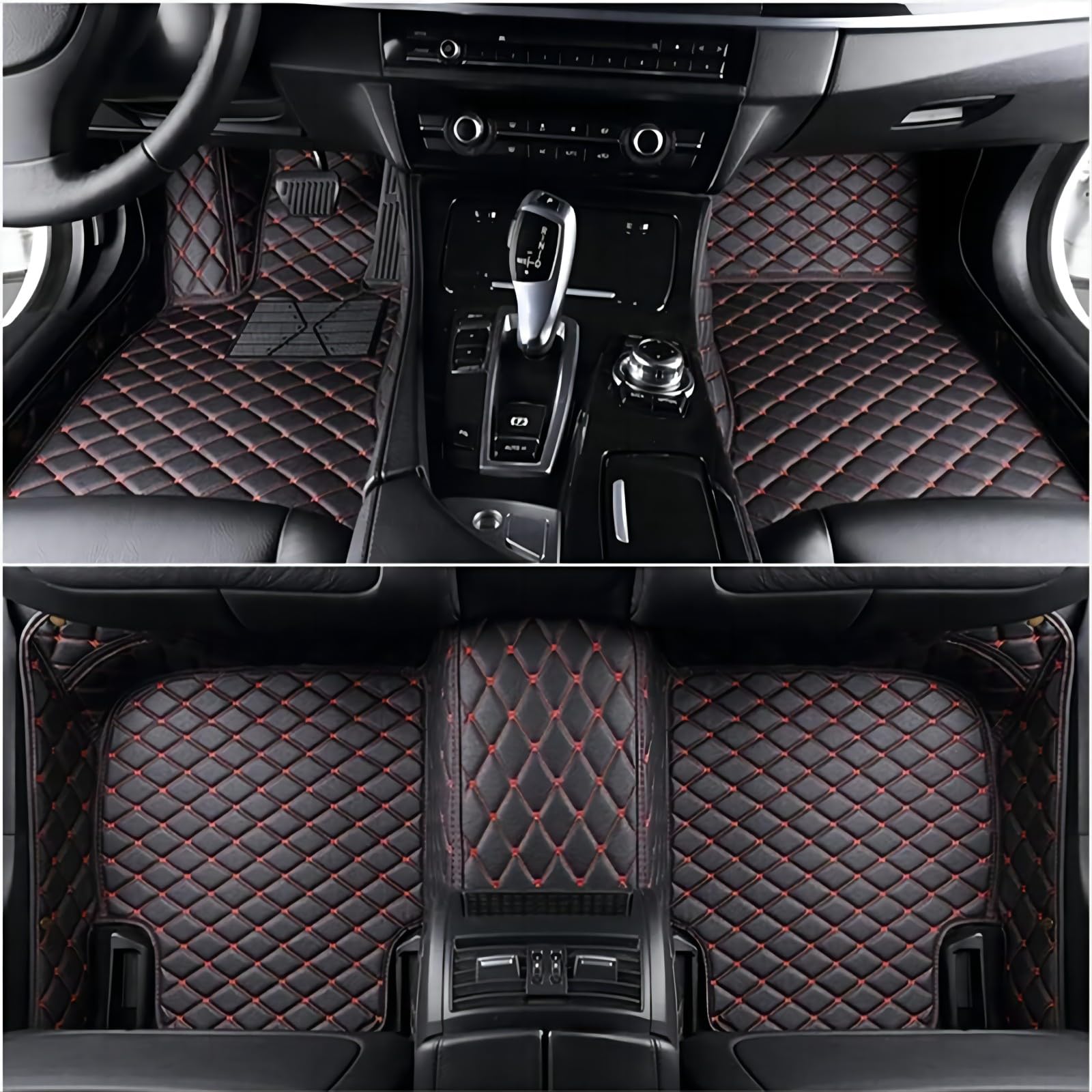 Tappetini Auto per VW Tiguan 2016-2023 2024, Tappetino in Moquette Copertura Completa Impermeabile Antiscivolo Personalizzati Abitacolo Protezione, Back-Red