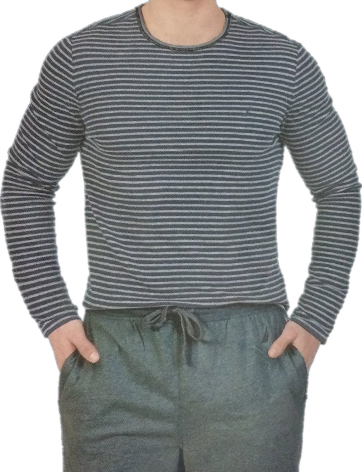Nautica Mens Long Sleeve Top and Pant Set (Large, Charc Htr)