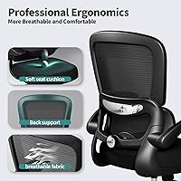 Vista 7 de TRALT Silla de oficina – Silla de escritorio ergonómica con soporte lumbar ajustable, silla de computadora de malla, sillas ejecutivas para oficina
