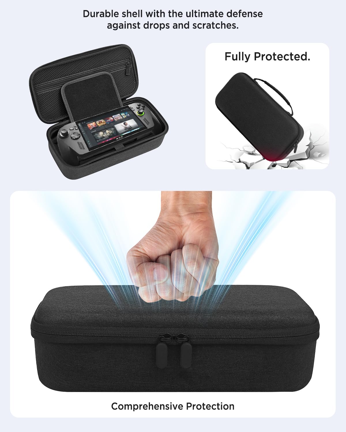 Miimall Estuche de Transporte para ASUS Rog Xbox Ally X / ROG Xbox Ally 2025, Bolsa de Almacenamiento Portátil Rígida de EVA, Travel Case Antiarañazos Antigolpes Funda de Viaje con Bolsillos, Negro