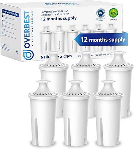 Miniatura 16 de Overbest Filtro de agua para jarra certificado NSF, repuesto para jarras y dispensadores Brita, Brita Classic 35557, OB03, Mavea 107007 y más,