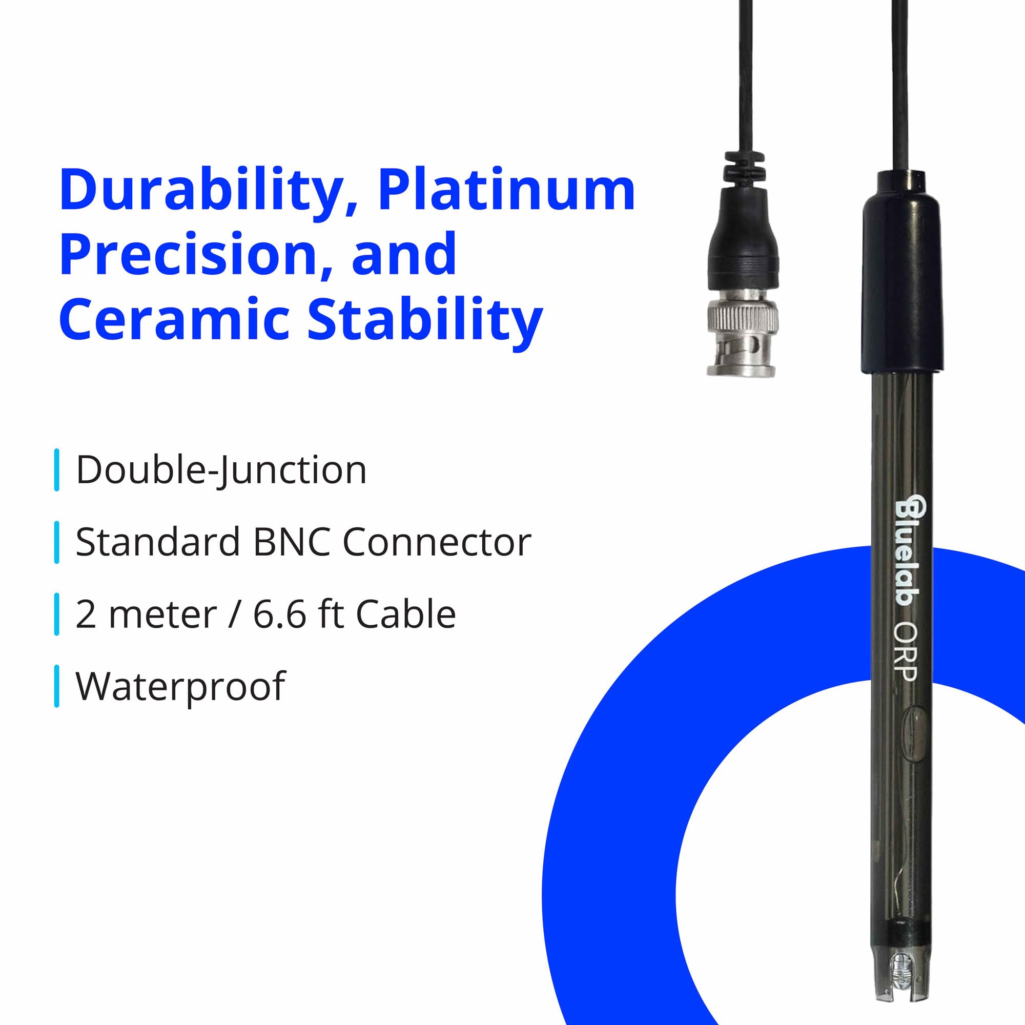 Bluelab Sonda ORP - Sonda de platino resistente con diafragma cerámico y cable de 2 m para monitorear desinfectantes que contienen cloro
