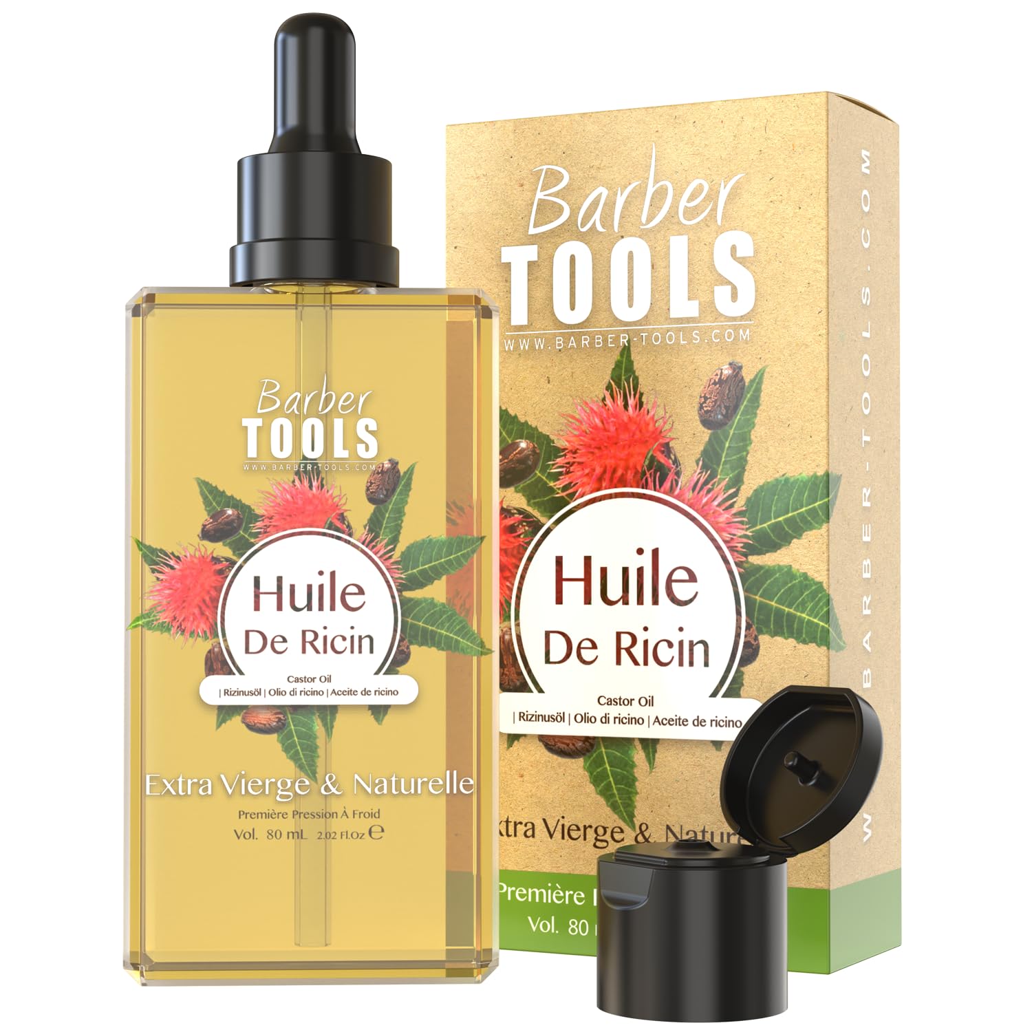 ACEITE DE RICINA | 100% Puro, Natural y Prensado en Frío | Pestañas, Cejas, Cuerpo, Cabello, Barba, Uñas | Aceite de Ricino, Sin Hexano, Sin OGM (80 ml)