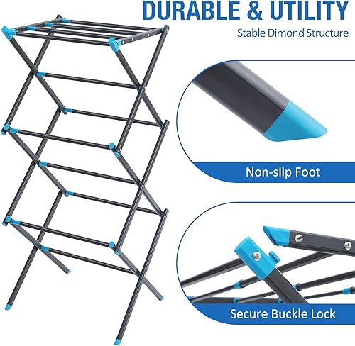 Miniatura 3 de TOOLF Expandable Clothes Drying Rack, Mteal Laundry Drying Rack, 3-Tier Collapsible Clothing Dryer, Adjustable Towel Rack for Air Drying Clothing,
