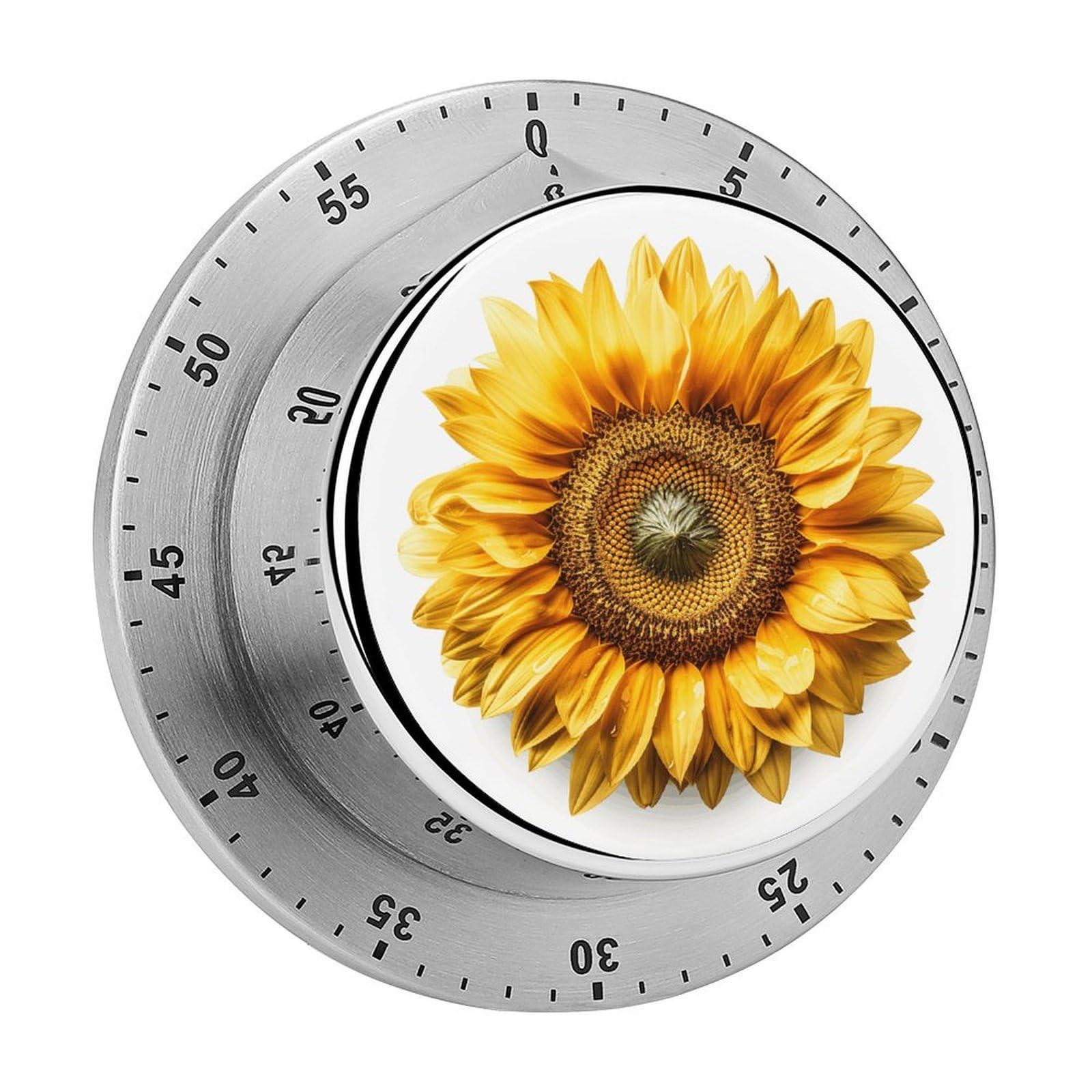 A Flower Visual Timer with Loud Alarm 60-Minute Kitchen Timers Exquisite Stainless Steel Body - Mechanical Desk Timer Countdown Clock for Cooking Chef Clock
