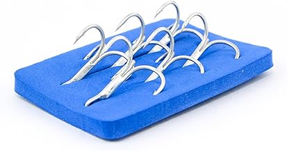 خطافات صيد السمك جانكر ثلاثية من الصلب الكربوني العالي من نور، خطافات صيد بقوة ثلاثية دائرية للمياه المالحة، خطافات لصيد سمك الباس، لون فضي - مقاس رقم 6