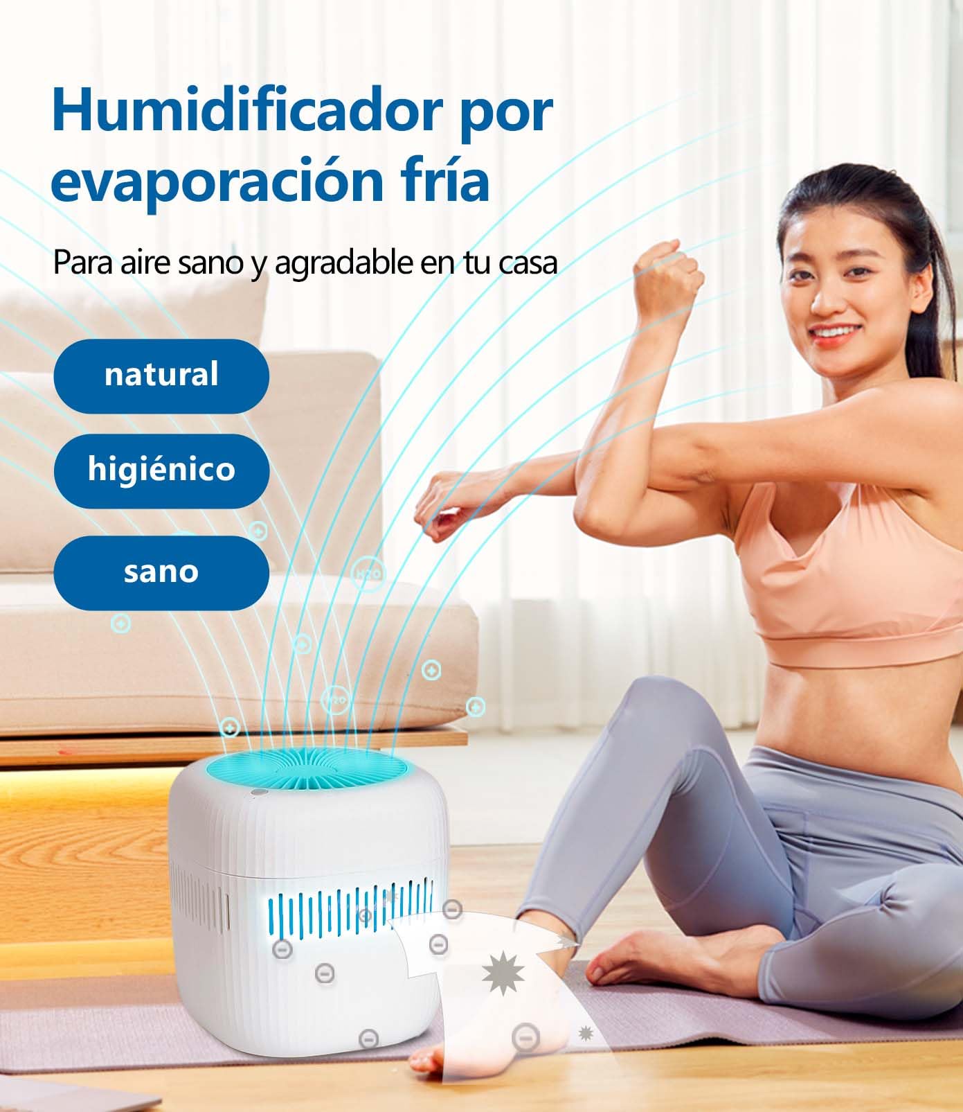Mini humidificador de 2,5 litros para dormitorio oficina hotel USB sin niebla