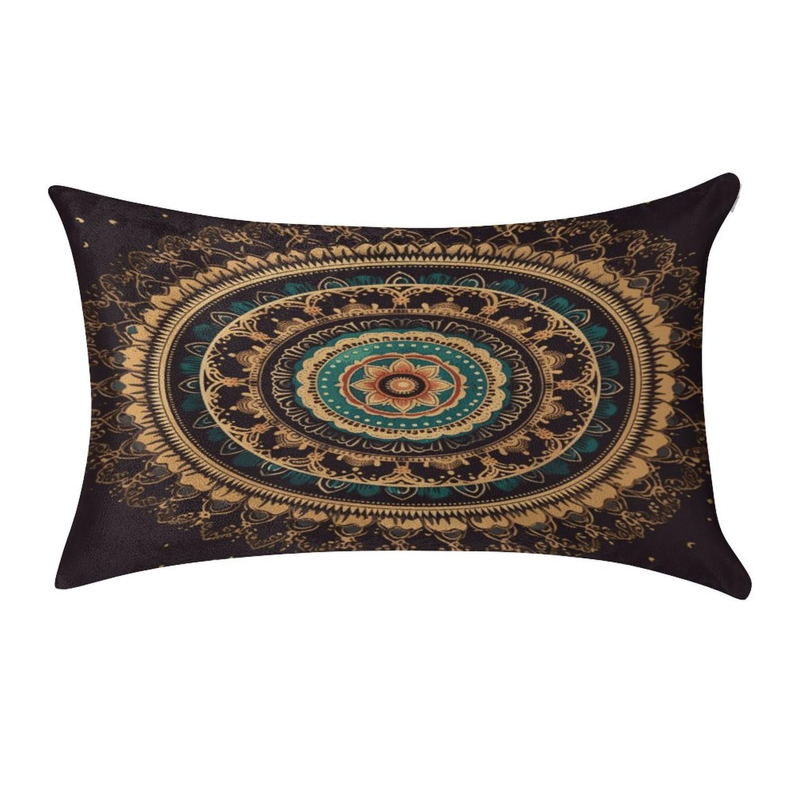 FekiLoot Mandala Pillowcase Velvet Throw Pillow Cover Soft Lumbar Pillow Shells Rectangle Cushion Cases with Zipper Luxury Cozy Pillows Shams for All Seasons 12 X 20 in