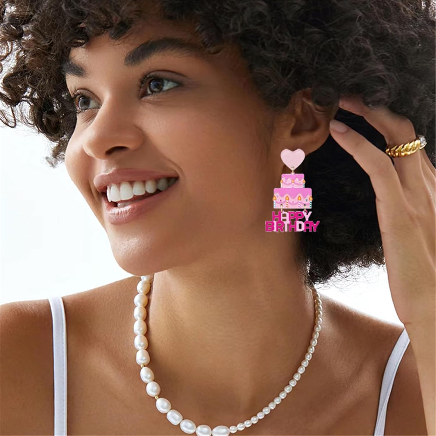 coadipress Birthday Earrings for Women Glitter Happy Birthday Dangle Earrings Colorful Cake Drop Earrings Sparkle Letter Happy Birthday Earrings Celebration Birthday Holiday Party Fashion Jewelry - Image 4