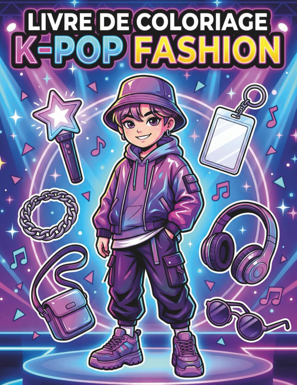 Livre de Coloriage K-Pop Fashion: Tenues streetwear, accessoires unisex & looks de scène – 35 pages à colorier pour fans de K‑pop