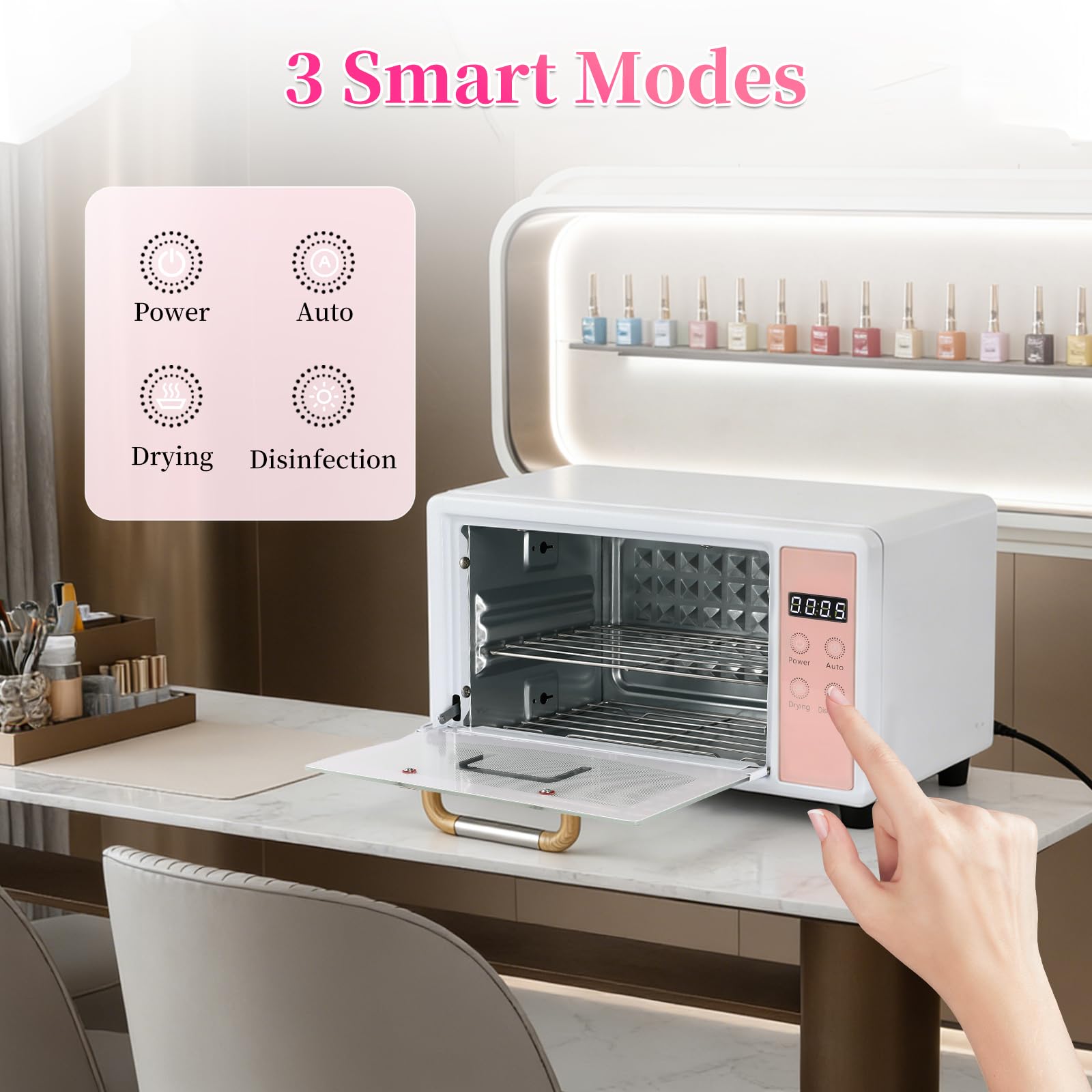 Sterilizzatore per unghie, 10 l, grande sterilizzatore a doppio strato per strumenti per unghie, multifunzione, per manicure, con impostazione timer, per uso domestico, barbieri, saloni di