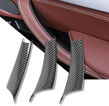 3PCS Car Door Handle Cover Compatible with BMW X5 E70/X6 E71 E72 2008-2014,Interior Door Pull Handles Protective Decorate CoverCarbon Fiber