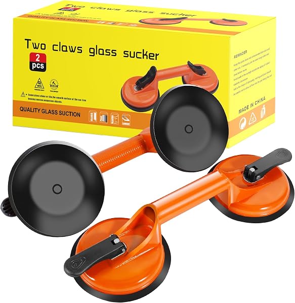 MOYKSRR Ventosas para Cristales, 2 x Mango Ventosa Doble, Elevador de Succión Resistente, Ventosa Mango con Capacidad de elevación de 100kg para Transportar Pesados, Vidrio, Pisos, Superficie Lisa - 1