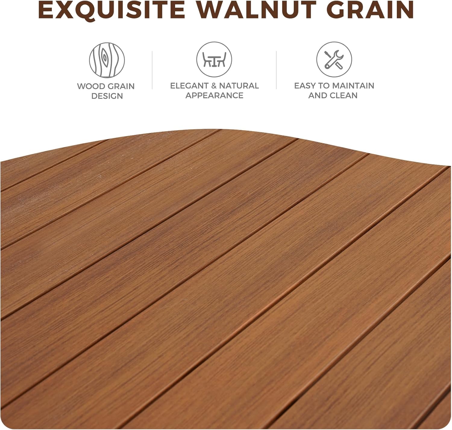 Grand patio Expandable Patio Dining Table, Extra Large 94.5" L x 37" W Outdoor Dining Table for 6-10 Person Wood Grain Rectangular Patio Table with E-Coating for Garden Porch Deck, Black