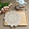 Pack of 2 20 cm Lace Doilies Crochet Round Coasters Handmade Cotton Flower Tablecloth Table Runner Decorative Placemat for Kitchen Dining Room Party Wedding Beige