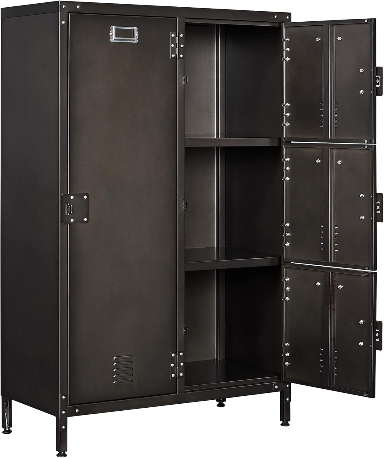 Metal Storage Cabinet, Storage Locker Employees Locker with 6 Doors, 47" Height Steel Cabinet with Lockable Doors, Storage Cabinet with Adjustable Feet for Home Office Gym.