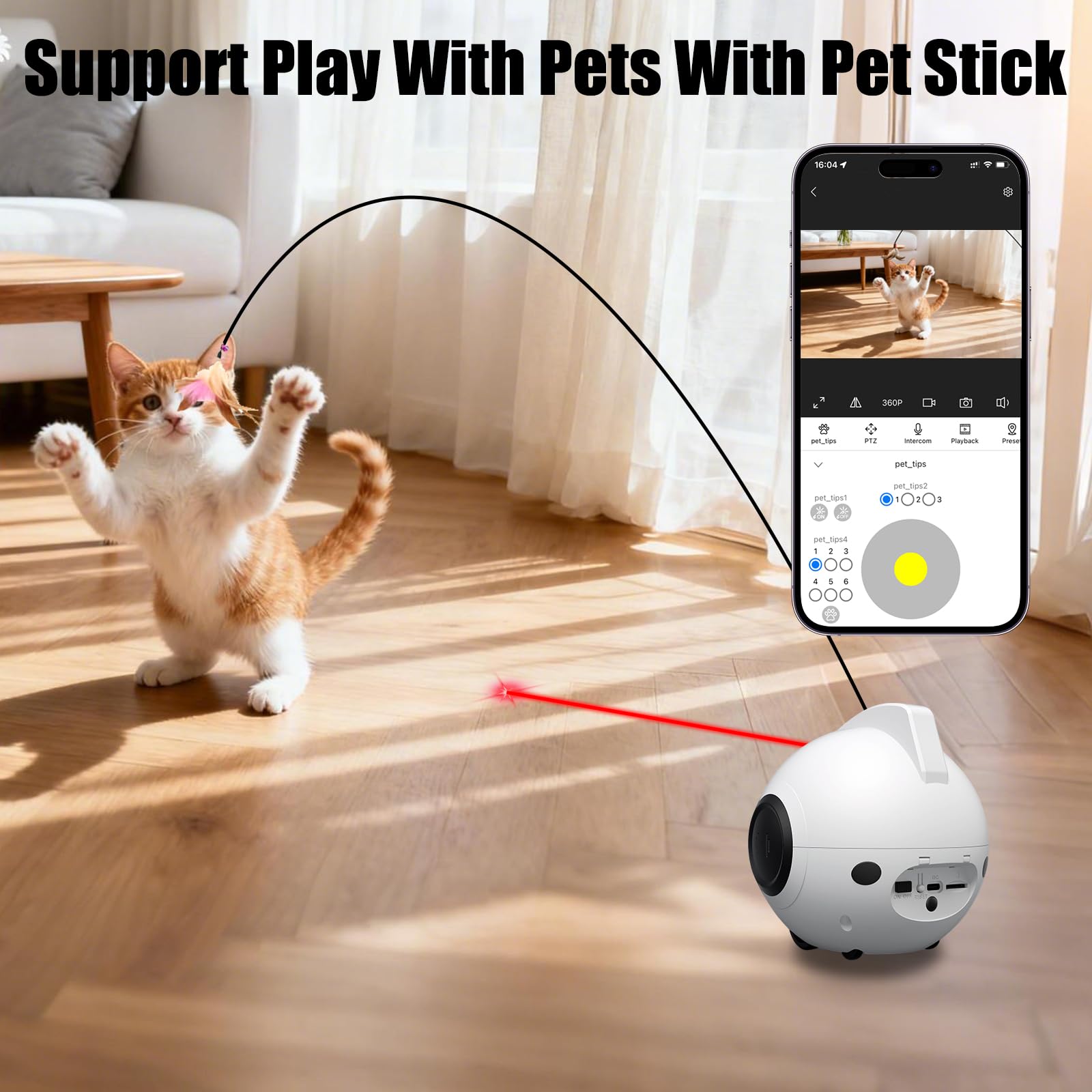 Robot Camera, 2.5K Cámara Robot para Mascotas con Audio 2 vías, Visión Nocturna, Reconocimiento de Movimiento, Grabación de vídeo, Control de Aplicaciones para Gatos, Perros, Bebé, Ancianos
